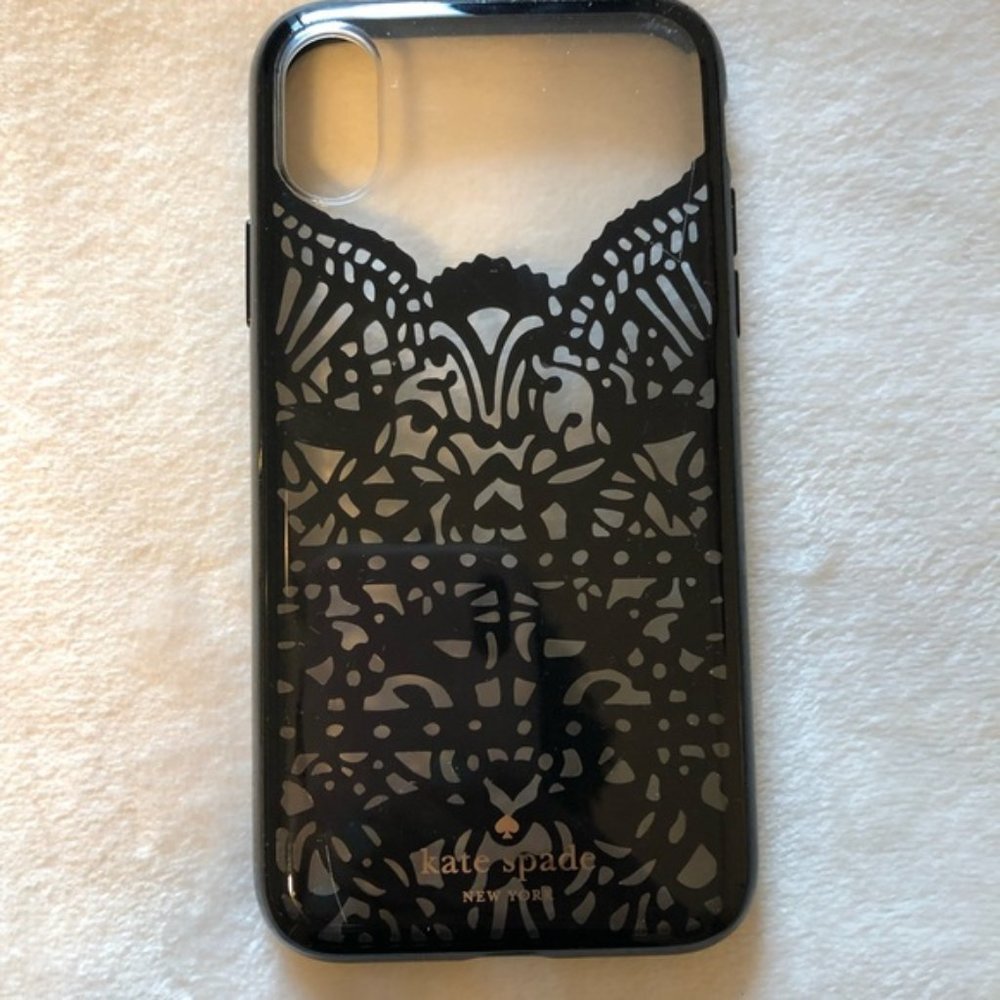 Kate Spade Black Cage Lace iPhone X Clear Case - Picture 2 of 5
